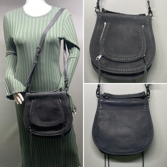 Rebecca Minkoff Handbags - Rebecca Minkoff Purse Black Suede Vanity Saddle Bag